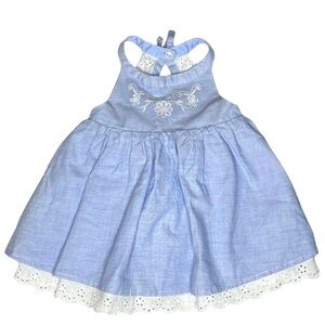 Dylan & Abby Blue White Eyelet Sleeveless Summer Dress Size 3-6M